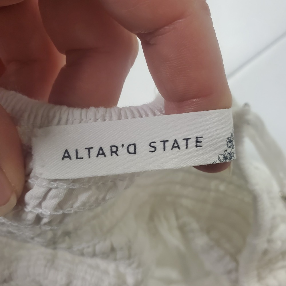 Altard State Womens Sleeveless Babydoll V Neck Cropped Top Size XS White Bow - Picture 3 of 11
